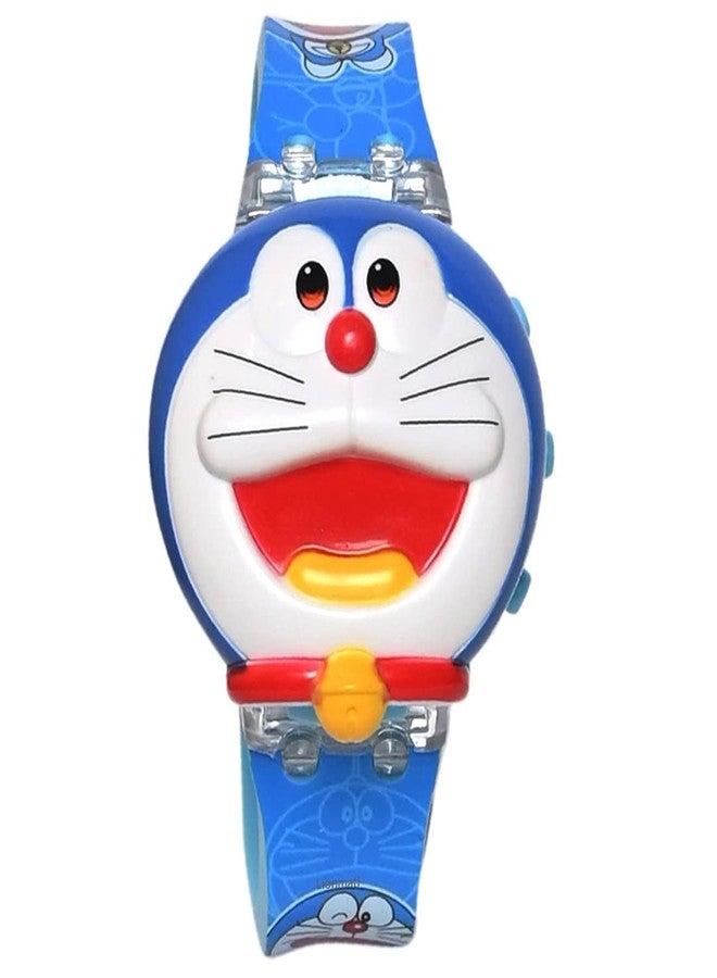 SHASHIKIRAN 3D Action Figure Face Based Toy Design Digital Glowing Watch with Disco Music and Blinking Lights for Kids | for Boys Girls- Good Birthday Return Gift (Doremon) - Image 1
